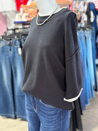 Gameday Contrast Trim Oversized Sweater Top