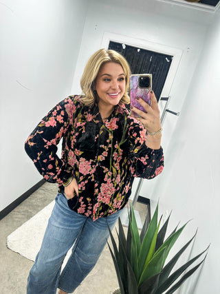 Cherry Blossom Velvet Top