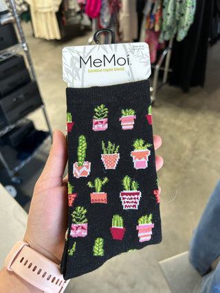 Compression Socks Black Potted Cati