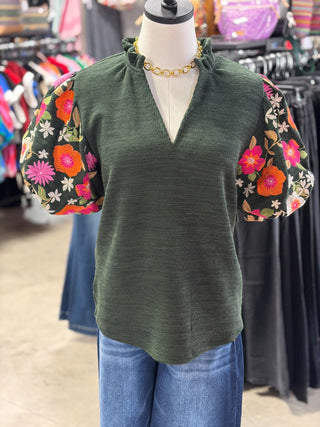 Kim's Floral V-Neck Top