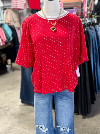 Knit Polka Dot Oversized Top