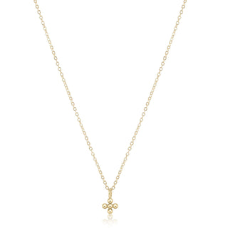 16” Necklace Gold Classic Beaded Cross Small Gold Charm
