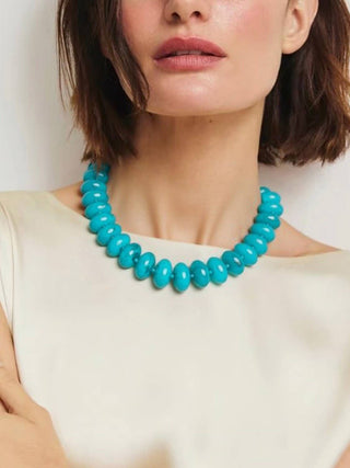 Flat Beaded Necklace Chunky Disc Choker
