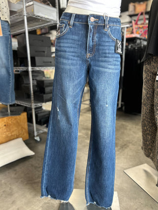Stretch High Rise Straight Leg Jeans