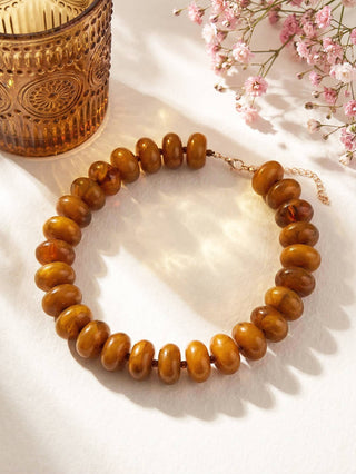 Flat Beaded Necklace Chunky Disc Choker