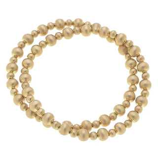 Cypress Ball Bead Stretch Bracelet Satin Gold