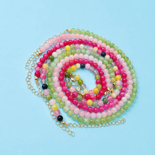 NATURAL AGATE GLASS SEMI PRECIOUS BEAD NECKLACE | 40NK9754