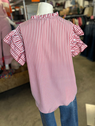 Striped Ruffle Sleeve
