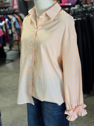 Striped Charming Ruffle Cuffs Top