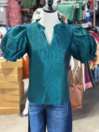 Metallic Puff Sleeve Top