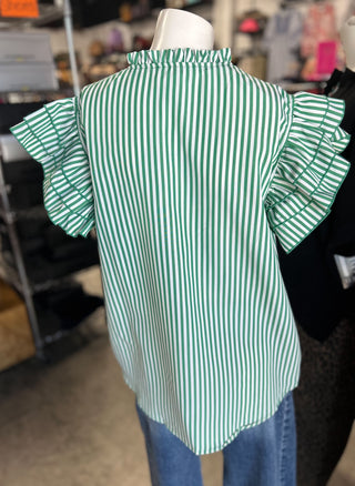 Striped Ruffle Sleeve