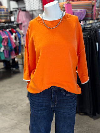 Gameday Contrast Trim Oversized Sweater Top