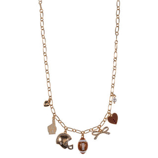FOOTBALL THEMED METAL CHARMS SHORT NECKLACE, C5N 2235