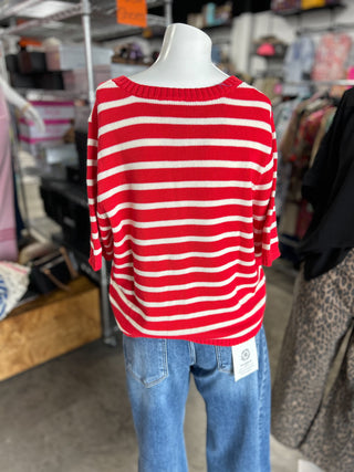 Stripe Button Down Knit Sweater Top