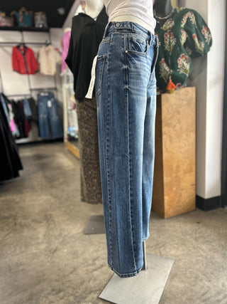 High Rise Crop Barrel Jeans Adjustable wb