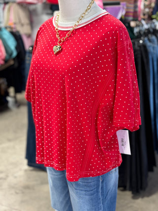 Knit Polka Dot Oversized Top