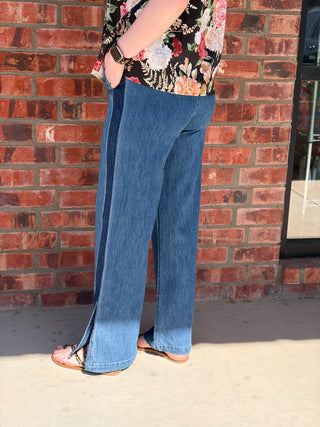 Wide Leg Tuxedo Jeans