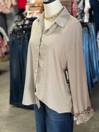Striped Charming Ruffle Cuffs Top