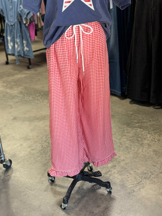 Checkered Gingham Fully Lined Pants