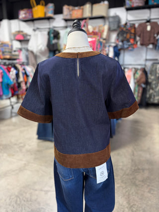 Denim Corduroy Top