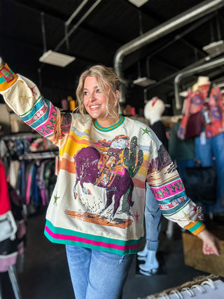 Multi Vintage Cowboy Santa Sweatshirt