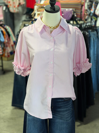 Ruffle Striped Short Top