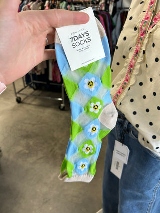 Blue and Green Mesh Socks