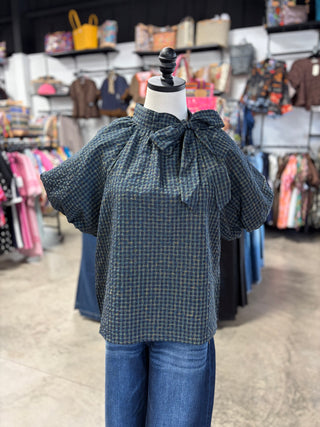 Harvest Gingham Bow Top