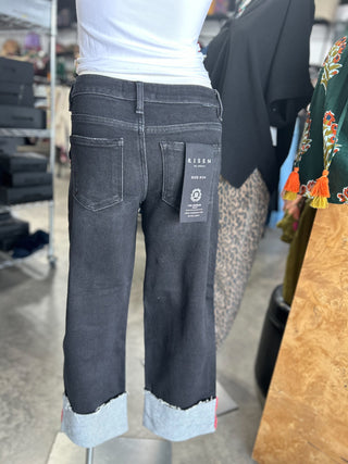 Tummy Control Ankle Wide Cuff Jeans
