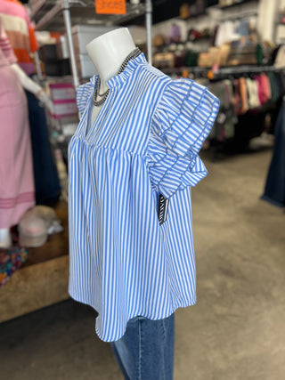 Striped Ruffle Sleeve