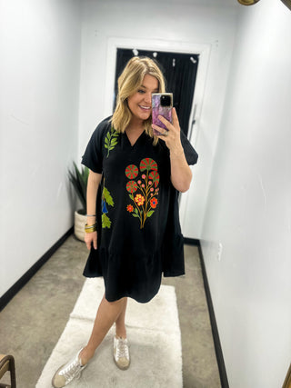 Kaye’s Short Sleeve Embroidered Dress