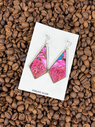 Pink dahlia earrings