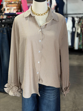 Striped Charming Ruffle Cuffs Top