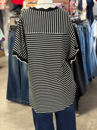 Scallop Stripe Knit Top