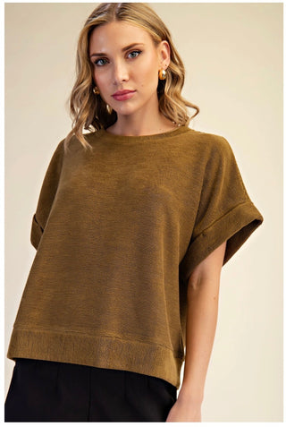 Soft Brush Drop Shoulder Top