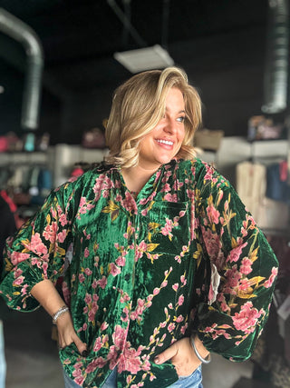 Cherry Blossom Velvet Top