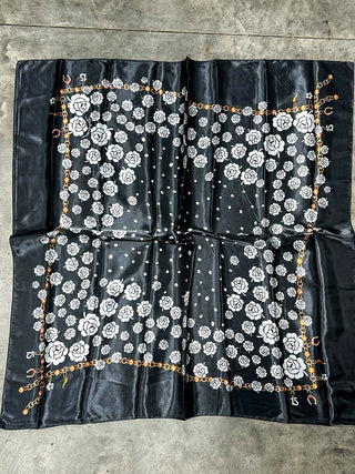 White Rose Silk Scarf