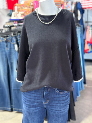Gameday Contrast Trim Oversized Sweater Top