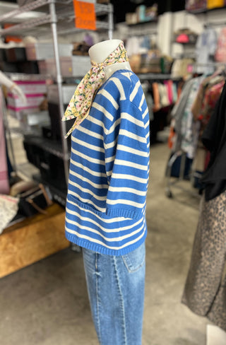 Stripe Button Down Knit Sweater Top