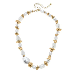 Parker Baroque Pearl Necklace Worn Gold and Ivory