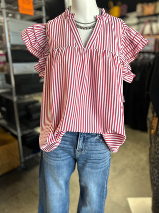 Striped Ruffle Sleeve