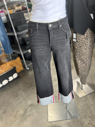 Tummy Control Ankle Wide Cuff Jeans