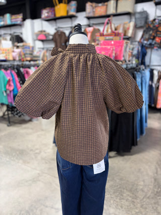 Harvest Gingham Bow Top