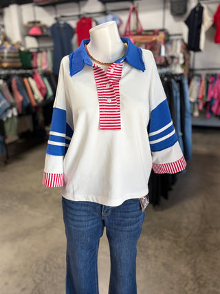 Heather's Patriotic Collared Top