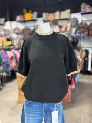 Contrast Ruffle Top