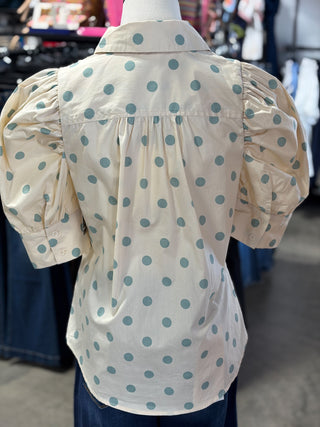 Polka Dot Puff Sleeve Top