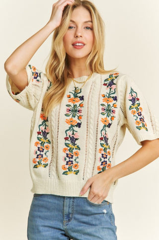 Brooke’s Casual Embroidered Sweater