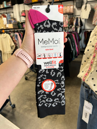 Compression Socks Pink/Black Leopard
