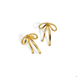 Slim Textured Bow Drop Earring