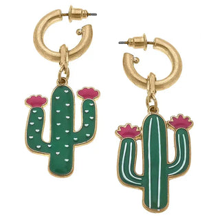 Whimsical Cactus Enamel Earrings